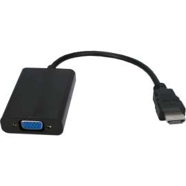 QVS HDMI to VGA Video with Audio Converter, HDMI/Mini-phone/VGA A/V Cable for Video Device, Projector, Monitor, Notebook, Tablet, Blu-ray Player, First End: 1 x HDMI Digital Audio/Video, Male, Second End: 1 x 15-pin HD-15