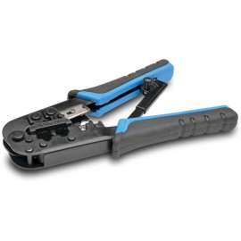 Tripp Lite RJ11 RJ12 RJ45 Crimping Tool with Cable Stripper Cat5e Cat6, Heavy Duty, Comfortable Grip