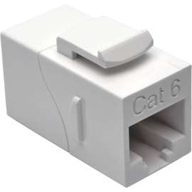 Tripp Lite Cat6 Straight-Through Modular In-Line Snap-In Coupler (RJ45 F/F), White, 1 x RJ-45 Network Female, 1 x RJ-45 Network Female, Gold Contact, White