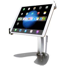Cta Digital Inc. CTA Digital Universal Dual Security Kiosk with Locking Holder and Anti-Theft Cable for 7-13 Inch Tablets (White) - Up to 13" Screen Support - 14.5" Height x 8" Depth - Desktop, Countertop - Aluminum - White