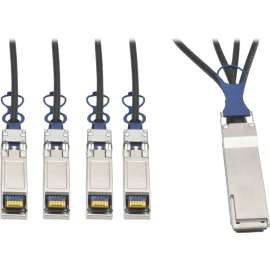Tripp Lite 40GbE QSFP+ to 10GbE SFP+ Passive Copper Breakout Cable QSFP-4SFP10G-CU1M Compatible 2M 6.5' - QSFP+/SFP+ for Network Device, Switch, Server - 5 GB/s - 6.56 ft - 1 x QSFP+ Male Network - 4 x SFP+ Male Network - Black"