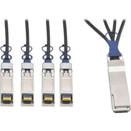 Tripp Lite 40GbE QSFP+ to 10GbE SFP+ Passive Copper Breakout Cable QSFP-4SFP10G Compatible 3M 10' - QSFP+/SFP+ for Network Device, Switch, Server - 5 GB/s - 9.84 ft - 1 x QSFP+ Male Network - 4 x SFP+ Male Network - Black"