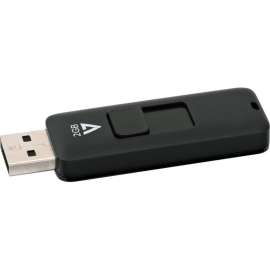 V7 2GB USB 2.0 Flash Drive, With Retractable USB connector, 2 GB, USB 2.0, Black