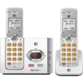 AT&T EL52215 DECT 6.0 Cordless Phone, Silver, Black, Cordless, 1 x Phone Line, 2 x Handset