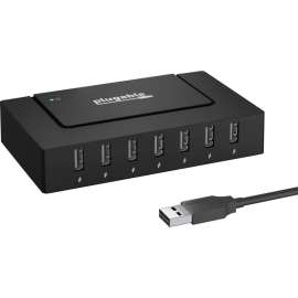 Plugable 7 Port USB Hub, Plugable USB Charging Station for Multiple Devices, and USB 2.0 Data Transfer with a 60W Power Adapter