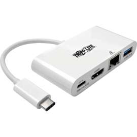Tripp Lite, Pro Av Tripp Lite USB-C Multiport Adapter, HDMI, USB 3.2 Gen 1 Port, Gigabit Ethernet, 60W PD Charging, HDCP, White, for Notebook/Tablet PC/Desktop PC, USB Type C