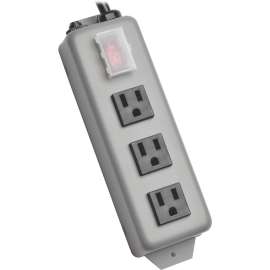 Tripp Lite Waber Industrial Power Strip Metal 5-15R 3 Outlet 5-15P 9' Cord - NEMA 5-15P - 3 x NEMA 5-15R - 9 ft Cord - 15 A Current - 120 V AC Voltage - Surface-mountable, Floor-mountable, Wall-mountable/Desk-mountable