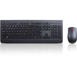 Lenovo Professional Wireless Keyboard and Mouse Combo - LA Spanish (w/o Battery) - USB Wireless RF - Spanish (Latin America) - Black - USB Wireless RF - Laser - 1600 dpi - 5 Button - Tilt Wheel - QWERTY - Black - Media Player Hot Key(s) - Symmetrica