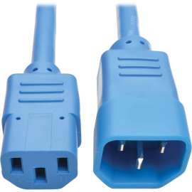 Tripp Lite Computer Power Extension Cord 10A 18AWG C14 to C13 Blue 2' 2ft, For Computer, Scanner, Printer, Monitor, Power Supply, Workstation, 120 V AC, 230 V AC Voltage Rating, 10 A Current Rating, Blue