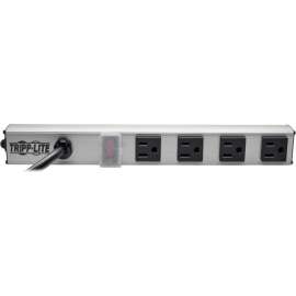 Tripp Lite 4-Outlet Power Strip NEMA 5-15R 5-15P 10ft Cord 12 inches Metal, NEMA 5-15P, 4 x NEMA 5-15R, 10 ft Cord, 15 A Current