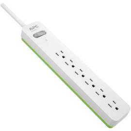 APC by Schneider Electric Essential SurgeArrest PE66W, 6 Outlets, 6 Foot Cord, 120V, White, 6 x NEMA L5-15R, 1080 J, 120 V Input
