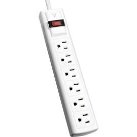 V7 6-Outlet Surge Protector, 8 ft cord, 900 Joules, White, 6, 900 J