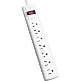 V7 7-Outlet Surge Protector, 12 ft cord, 1050 Joules, White, 7, 1050 J