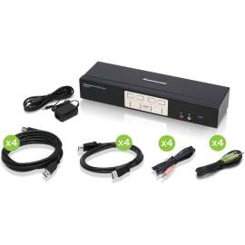 IOGEAR 4-Port DisplayPort 1.2 KVMP Switch, 4 Computer(s), 1 Local User(s), 4096 x 2160, 8 x USB