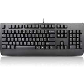 Lenovo USB Keyboard Black US English 103P - Cable Connectivity - USB Interface - English (US) - QWERTY Layout - Desktop Computer, Workstation, Notebook - Windows - Rubber Dome Keyswitch - Black