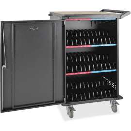 Tripp Lite 36-Port AC Charging Cart Storage Station Chromebook Laptop Tablet, Reversible Handle, Steel, 28" Width x 26" Depth x 42.3" Height, Black