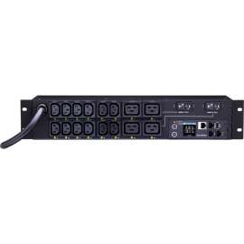 CyberPower PDU81008 200, 240 VAC 30A Switched Metered-by-Outlet PDU, 16 Outlets, 12 ft, NEMA L6-30P, Horizontal, 2U, LCD, 3YR Warranty