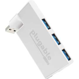 Plugable USB Hub, Rotating 4 Port USB 3.0 Hub, Powered USB Hub, (Compatible with Windows, macOS & Linux, USB 2.0 Backwards Compatible)