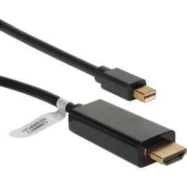 QVS 3ft Mini DisplayPort/Thunderbolt to HDMI Digital Video Black Cable, 3 ft HDMI/Mini DisplayPort A/V Cable for Projector, Monitor, Tablet, HDTV, Computer, Desktop Computer, First End: 1 x Mini DisplayPort 1.1a Digital Audio/Video, Male, Second End: 1 x 