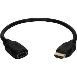 QVS 0.5ft High Speed HDMI UltraHD 4K with Ethernet Flex Extension Cable, 6" HDMI A/V Cable for Blu-ray Player, Audio/Video Device, HDTV, TV, Projector, Set-top Box, Computer, DVD Player, Tablet, Camcorder, First End: 1 x HDMI Type A Digital Audio/Video, M