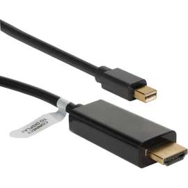 QVS 10ft Mini DisplayPort/Thunderbolt to HDMI Digital Video Black Cable, 10 ft HDMI/Mini DisplayPort A/V Cable for Projector, Monitor, Tablet, HDTV, Audio/Video Device, Computer, First End: 1 x Mini DisplayPort 1.1a Digital Audio/Video, Male, Second End: 