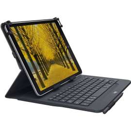 Logitech Universal Folio Keyboard/Cover Case (Folio) for 9" to 10" Amazon, Huawei, Samsung, Apple iPad Air, iPad (4th Generation), iPad (3rd Generation), iPad 2, Galaxy Tab A8, Galaxy Tab A7, Galaxy Tab S7, Galaxy Tab S6, Galaxy Tab S5e, Galaxy Tab