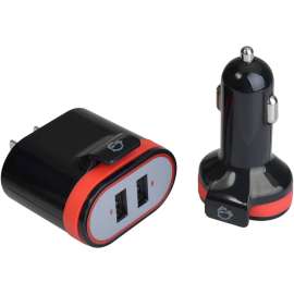 SIIG Fast Charging USB Wall Charger & Car Charger Bundle Pack, Black, 12 V DC, 120 V AC, 230 V AC, 24 V DC Input, 5 V DC/3.40 A Output
