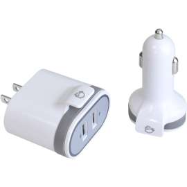 SIIG Fast Charging USB Wall Charger & Car Charger Bundle Pack, White, 12 V DC, 120 V AC, 230 V AC, 24 V DC Input, 5 V DC/3.40 A Output