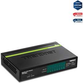 TRENDnet 8-Port GREENnet Gigabit PoE+ Switch, Supports PoE And PoE+ Devices, 61W PoE Budget, 16Gbps Switching Capacity, Data & Power Via Ethernet To PoE Access Points & IP Cameras, Black, TPE-TG82G, 8-Port Gigabit PoE+ Switch