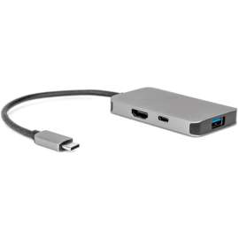 Rocstor Premium USB-C to HDMI Multiport Adapter, USB-C to HDMI/USB-C (3.1)/USB 3.0 for Audio/Video Device, Notebook, TV, Monitor, Projector, MacBook, MacBook Pro, Chromebook, iMac, Mac mini, 8", 1 x USB-C Male to 1 x HDMI Female Digital Audio/Video, 1 x U