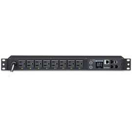CyberPower PDU41001 Single Phase 100, 120 VAC 15A Switched PDU, 8 Outlets, 12 ft, NEMA 5-15P, Horizontal, 1U, SNMP, LCD, 3YR Warranty