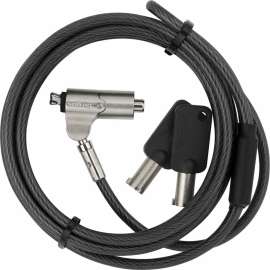 Targus DEFCON N-KL Mini Keyed Cable Lock, TAA Compliant, Black, Silver, Vinyl, Galvanized Steel, 6 ft