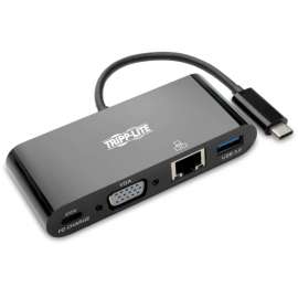 Tripp Lite, Pro Av Tripp Lite USB C to VGA Multiport Adapter Dock USB Type C to VGA Black, Thunderbolt 3 Compatible, USB Type C, USB-C, USB Type-C, for Notebook/Tablet PC/Desktop PC/Smartphone, 60 W, USB Type C