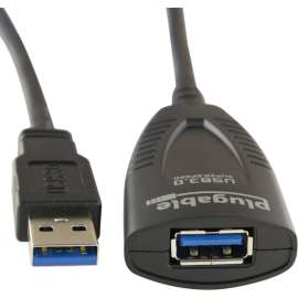 Plugable 5 Meter (16 Foot) USB 3.0 Active Extension Cable, with AC Power Adapter and Back-Voltage Protection
