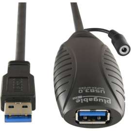 Plugable 10 Meter (32 Foot) USB 3.0 Active Extension Cable, with AC Power Adapter and Back-Voltage Protection