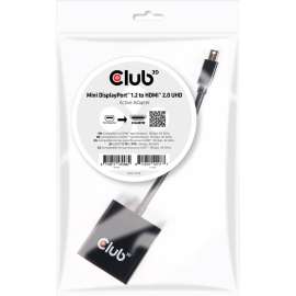 Club 3D Mini DisplayPort 1.2 to HDMI 2.0 UHD Active Adapter, 5.91" HDMI/Mini DisplayPort A/V Cable for Audio/Video Device, Gaming Computer, Notebook, TV, Monitor, Projector, First End: 1 x Mini DisplayPort 1.2 Digital Audio/Video, Male, Second End: 1 x HD