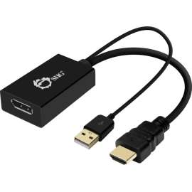 SIIG HDMI to DisplayPort 4K Ultra HD Converter, 9.80" DisplayPort/HDMI/USB A/V Cable for Notebook, Monitor, Audio/Video Device, First End: 1 x 20-pin DisplayPort 1.2a Digital Audio/Video, Female, Second End: 1 x 19-pin HDMI 1.4a Digital Audio/Video
