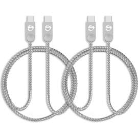 SIIG Zinc Alloy USB-C to USB-C Charging & Sync Braided Cable - 1.65ft, 2-Pack - 1.65 ft USB Data Transfer Cable for Smartphone, Tablet, Notebook - First End: 1 x USB Type C - Male - Second End: 1 x USB Type C - Male - 480 Mbit/s - Nickel Plated Conn