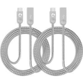 SIIG Zinc Alloy USB-C to USB-A Charging & Sync Braided Cable - 3.3ft, 2-Pack - 3.30 ft USB Data Transfer Cable for Smartphone, Tablet, Notebook - First End: 1 x USB Type A - Male - Second End: 1 x USB Type C - Male - 480 Mbit/s - Nickel Plated Conne