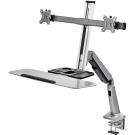 Siig Ergonomic Standing Desk Converter With Height Adjustable Keyboard & Counterbalance Monitor Mount, Supports Displays 13" to 27, 13.2lbs (6kg) Capacity