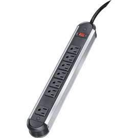 Fellowes 7 Outlet Metal Power Strip with 12' Cord, 3-prong, 7 x AC Power, 12 ft Cord, Silver, Black