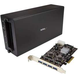 StarTech.com Thunderbolt 3 to PCIe USB 3.1 Adapter, 10Gbps, Thunderbolt 3 PCIe Expansion, Chassis + Card, This Thunderbolt 3 to PCIe USB 3.1 hub connects Thunderbolt 3 enabled computer to an external USB 3.1 (Gen 2) devices via an external PCIe enclosure