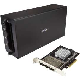 StarTech.com Thunderbolt 3 to 10GbE Fiber Network Chassis, External enclosure, 4 Open SFP+ Ports, This Thunderbolt 3 network adapter connects your Thunderbolt 3 device to a 10GbE network via a PCIe expansion chassis, Thunderbolt 3 10 GbE NIC