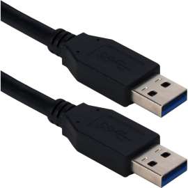 QVS 10ft USB 3.0/3.1 Type A Male to Male 5Gbps Black Cable, 10 ft USB Data Transfer Cable for Computer, First End: 1 x USB 3.1 Type A, Male, Second End: 1 x USB 3.1 Type A