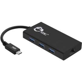 SIIG USB-C to USB 3.0 Hub & Gigabit Ethernet LAN Adapter, USB Type C, External, 3 USB Port(s), 1 Network (RJ-45) Port(s)