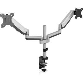 V7 DM1DTA-1N Desk Mount for Monitor, Silver, 2 Display(s) Supported, 32" Screen Support, 34 lb Load Capacity