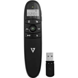 V7 Professional Wireless Green Laser Presenter, Black, Laser, Wireless, Radio Frequency