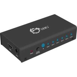 SIIG 5x1 HDMI Switch 4K, Share one UHD 4K HDMI Display between five UHD 4K HDMI sources with IR remote control