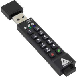 Apricorn Mass Storag Apricon Aegis Secure Key 3NX: Software-Free 256-Bit AES XTS Encrypted USB 3.1 Flash Key with FIPS 140-2 level 3 validation, Onboard Keypad, and up to 25% Cooler Operating Temperatures., 128 GB, USB 3.0, Black, 256-bit AES