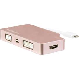 StarTech.com USB C Multiport Video Adapter 4K/1080p, USB Type C to HDMI, VGA, DVI or Mini DisplayPort Monitor Adapter, Rose Gold, 4-in-1 USB Type C multiport video adapter to one 4K HDMI (30Hz)/mini DisplayPort (60Hz) or 1080p VGA/DVI monitor/display / HD